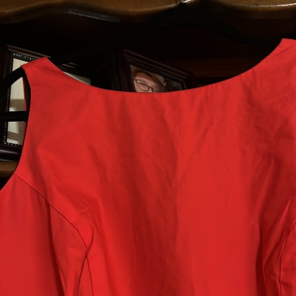 CATO Red Top w/Black/Pink/White Floral Skirt Sleeveless Sheath Dress, Sz 8,GUC. - Picture 3 of 8